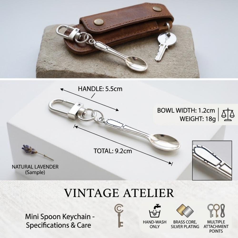 Mini Spoon Keychain – Speelse Sleutelhanger met Metalen Look