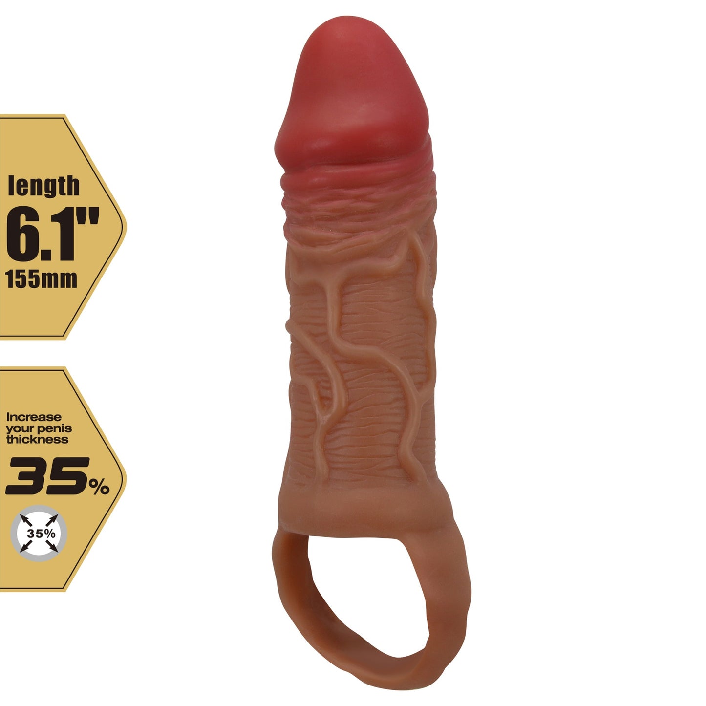 Baile - BI-026211-2 - Penis Sleeve Brown 15,5 Cm Dia 3,2 Cm - 6,1 Inch Extender