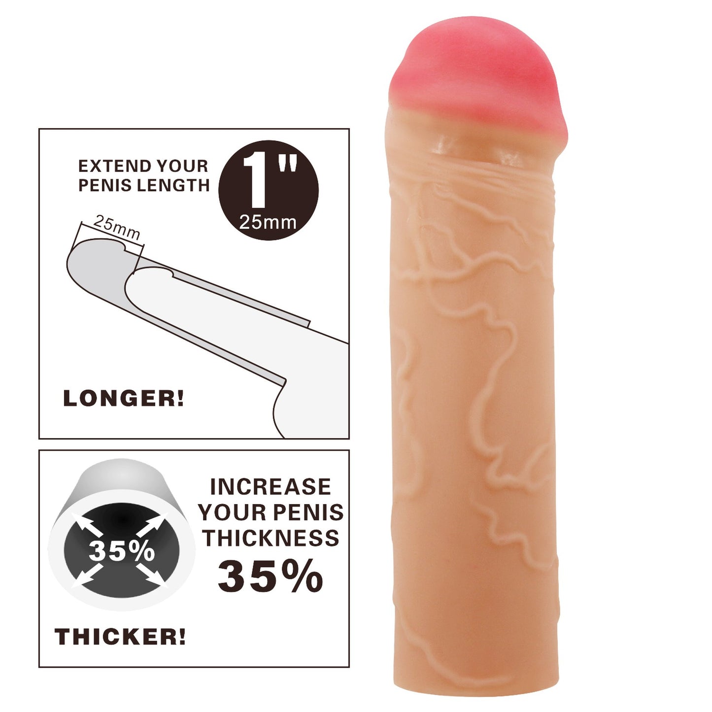 Baile - BI-026252 - Penis Sleeve Flesh 16,5 Cm Dia 3,8 Cm Inner Dia 2,44 Cm - Extender