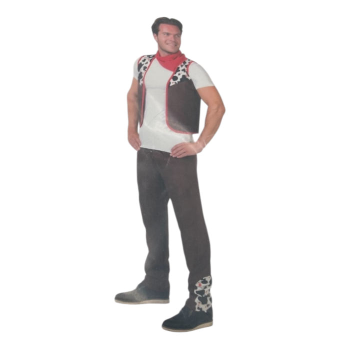 Kinky Cowboy Kostuum – Bruine Broek, Gilet & Rode Sjaal voor Rollenspel