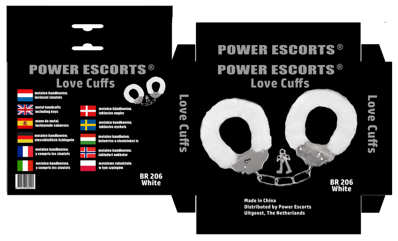 Power Escorts Furry Hand cuffs White - Love Cuffs - BR206 White