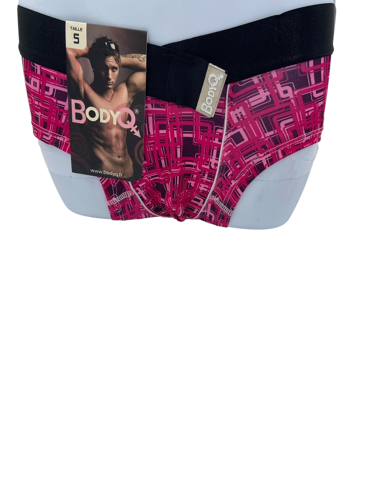 BodyQ Heren Lingerie – Sexy Heren Boxershort – Roze met tweekleurige zwarte band – Erotische Herenlingerie