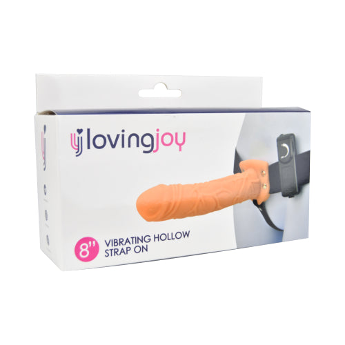Loving Joy - 8 Inch Vibrating Hollow Strap On Vanilla - 20 CM - N11682