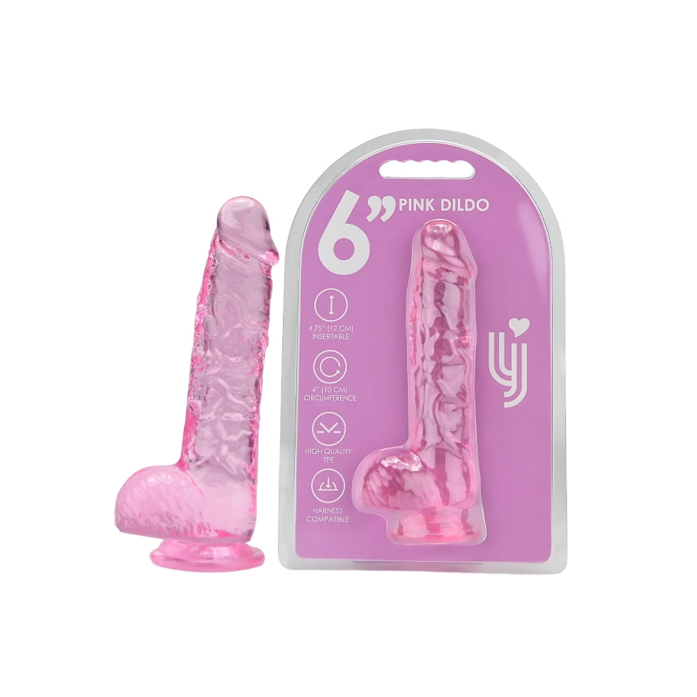 Loving Joy - 6 Inch Realistic Dildo with Balls Pink - 16,5 Cm - Strong Blister