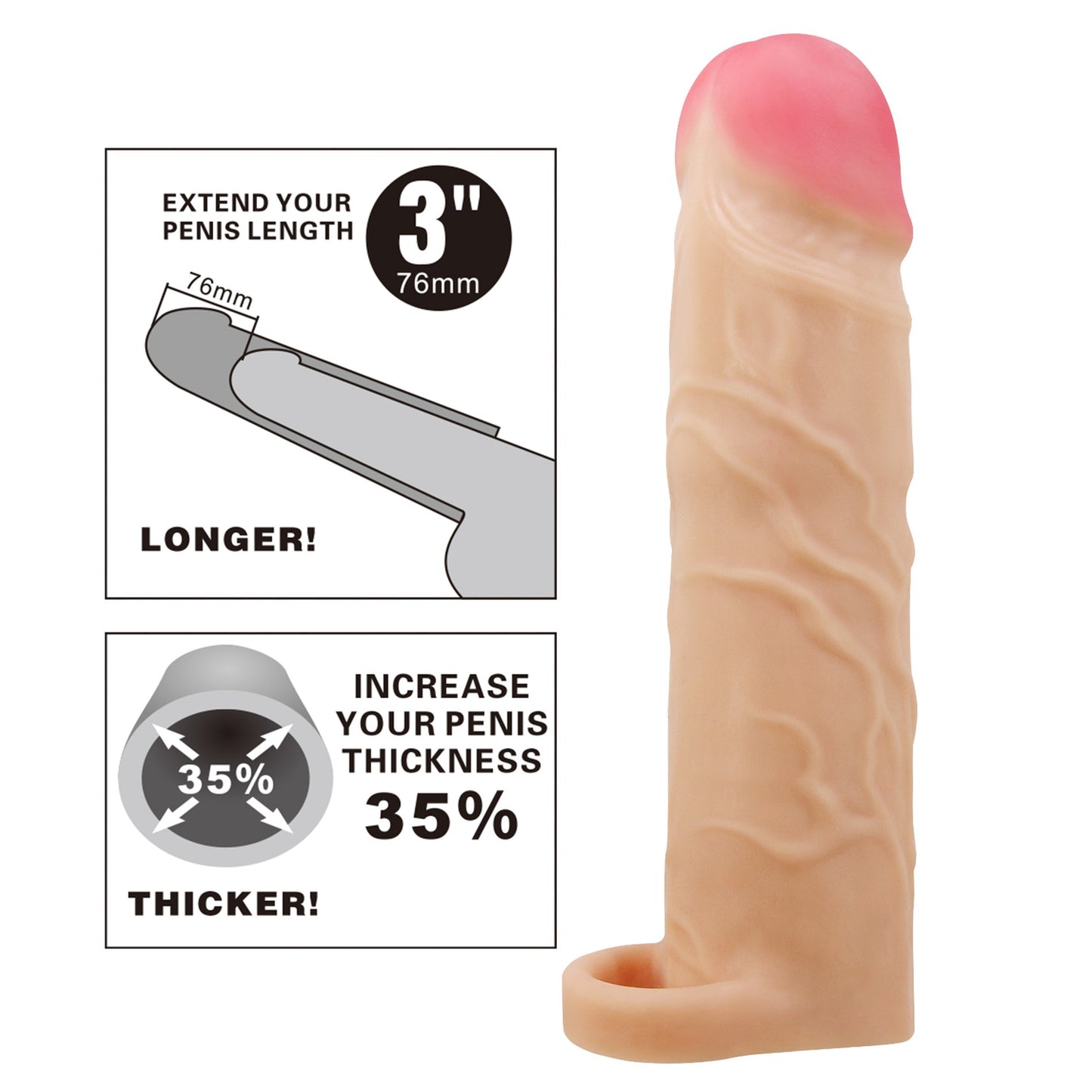 Pretty Love Gerd Penissleeve – 19,5 cm – Ø 4 cm – +7,6 cm Verlenging