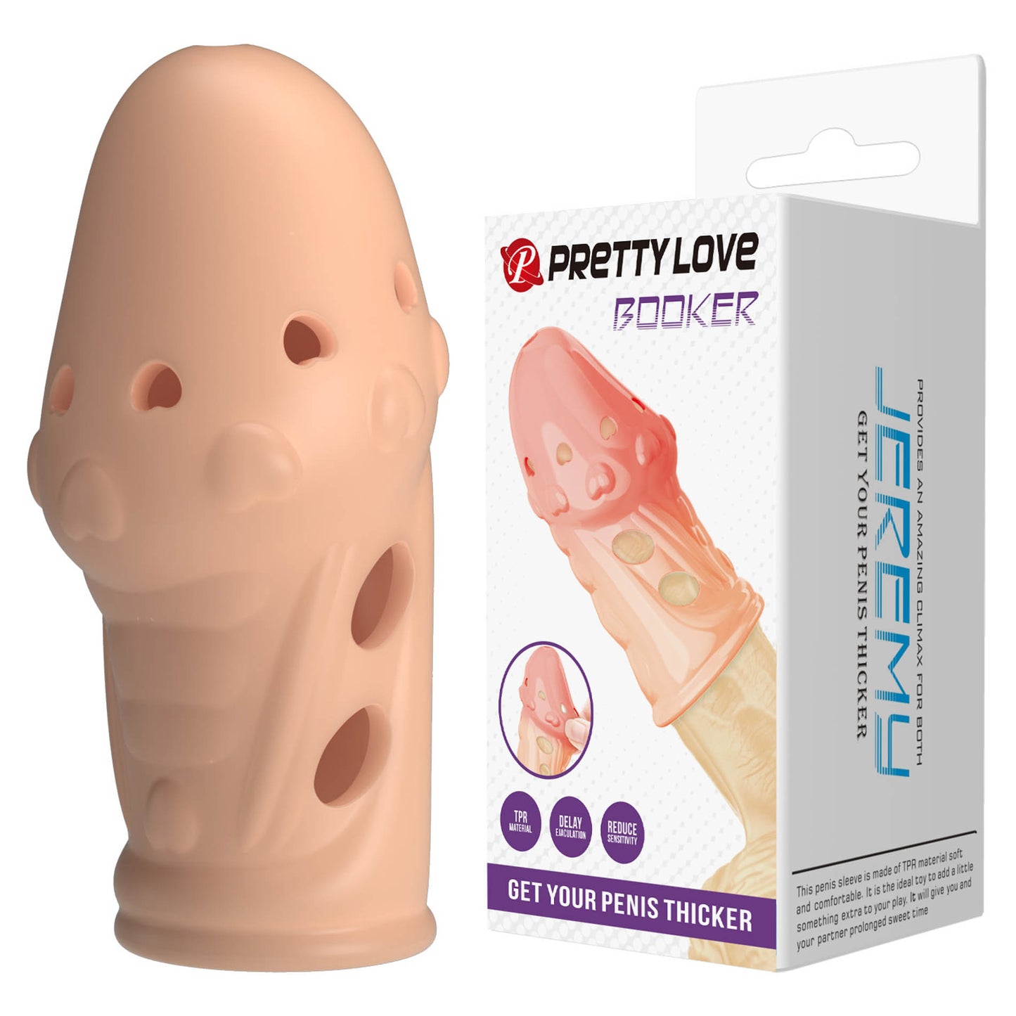 Pretty Love Penis Sleeve Booker – Elastische Cockring & Penissleeve voor Hardere Erecties en Langere Stamina