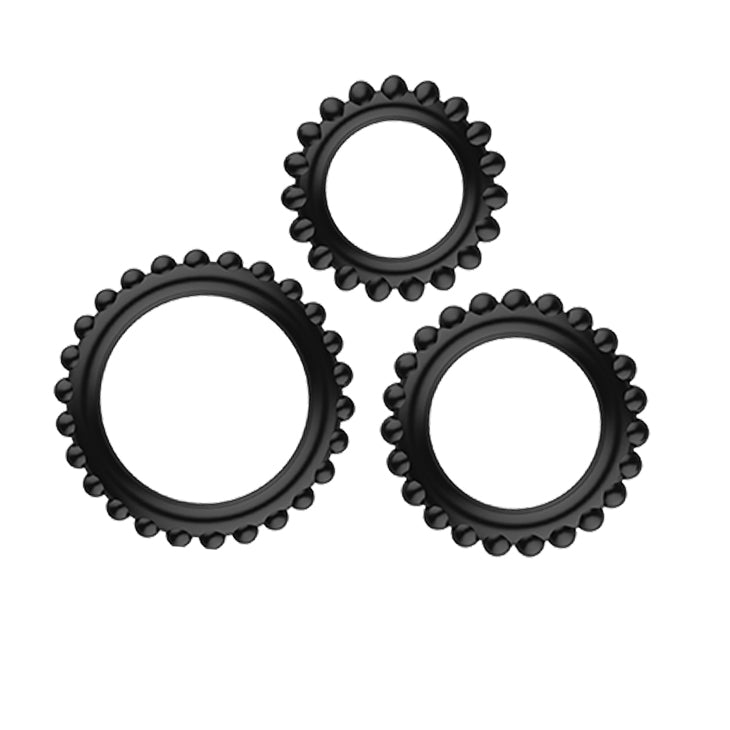 Siliconen Cockring Set – 3 Maten (S/M/L) – Zwart – Waterdicht & Body-Safe