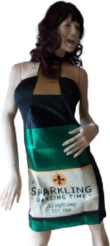 Sexy Champagne Party Dress – Glimmend Groen met Champagneprint