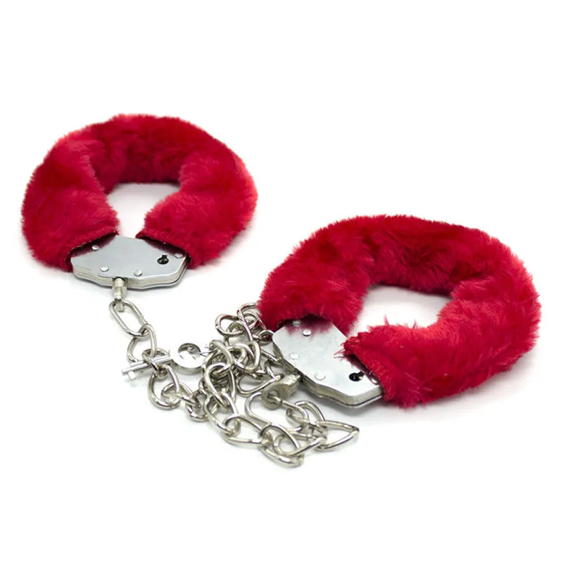 Furry Love Cuffs - Red - Extra Long Chain - Extra Heavy 265 Gram !! - Extra Big - Colourbox
