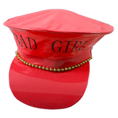 Verleidende Latex Look Politie Hoeden - ZWART met 'CAP' en Rood met 'Bad Girl' - Speelse Accessoires voor Stijlvolle Avonturen!
