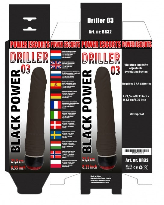 Power Escorts - BR32 Black - Driller 03 Realistic Vibrator
