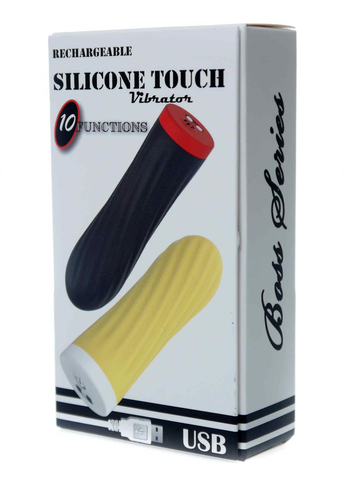 Bossoftoys - 22-00044 - Silicone touch vibrator - 10 Functions - Silicone - 8,5 cm - dia 2,5 cm - Rechargeable - attractive Colour windowbox - Black