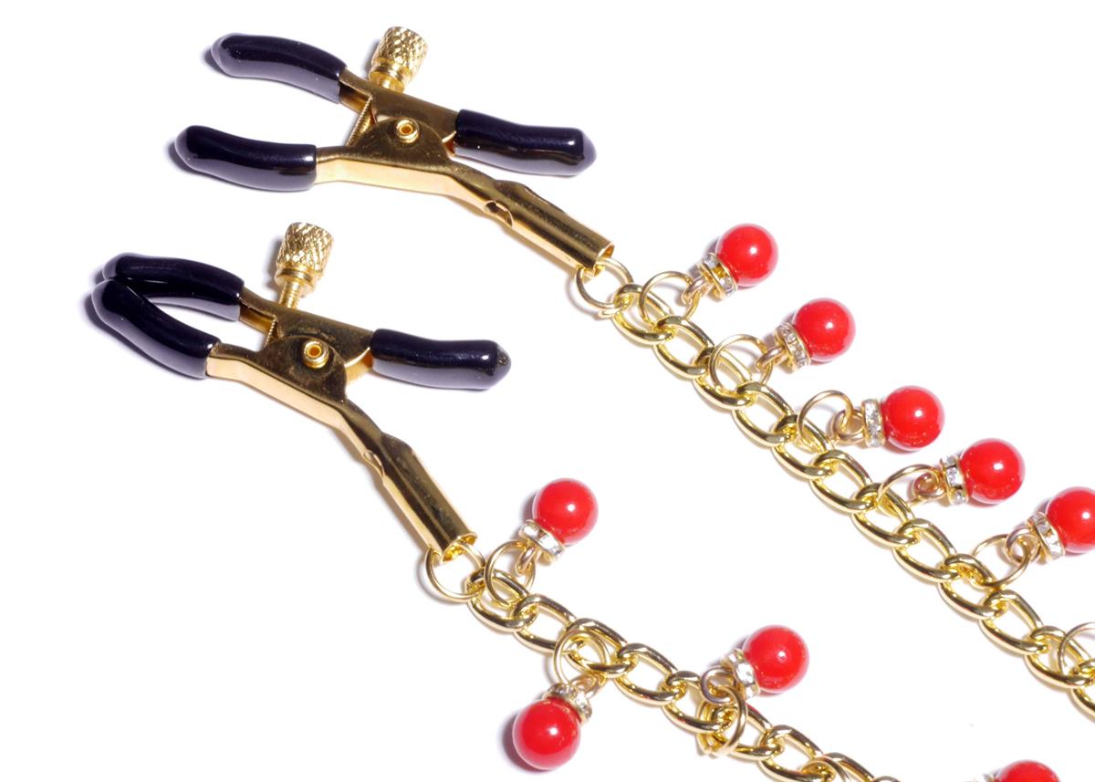 Bossoftoys - 61-00045 - Stimulator- Exclusive Nipple Clamps No. 15 - gold nipple chain clamps - Strong Blister