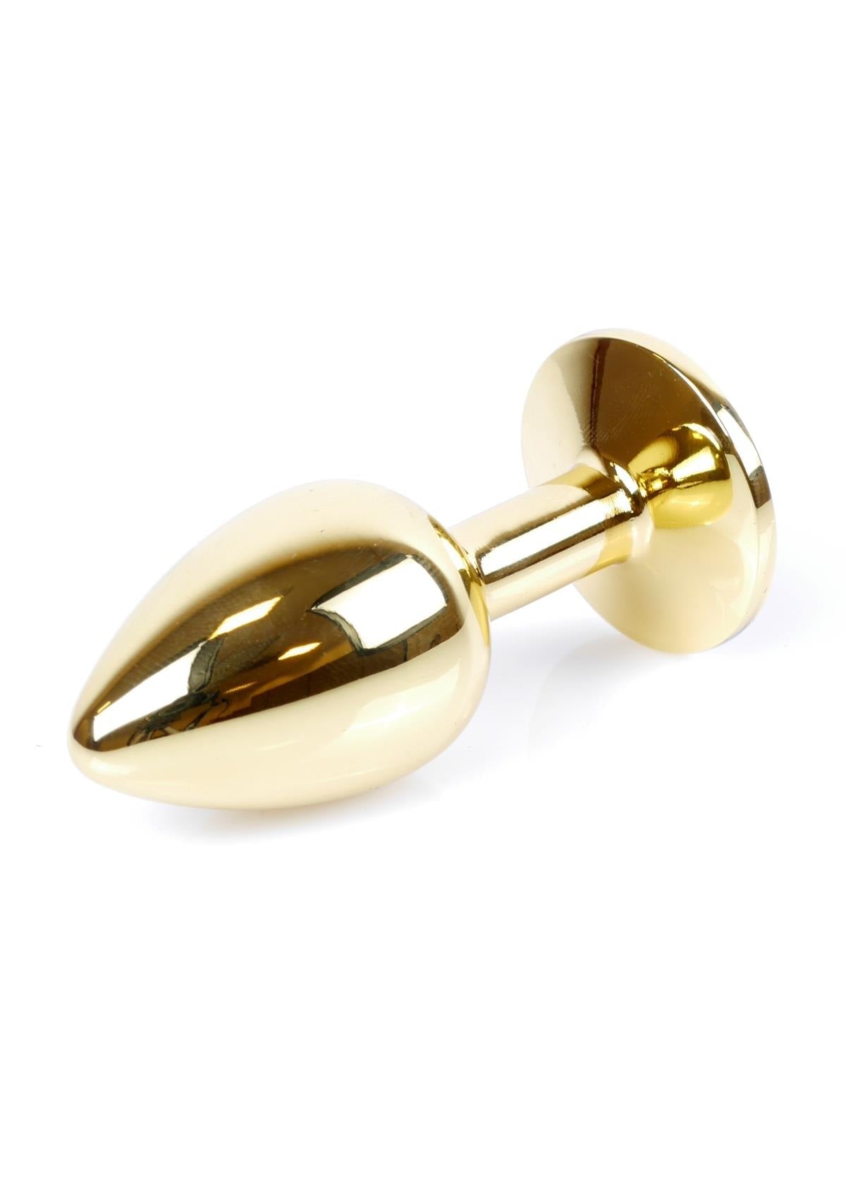 Bossoftoys - 64-00107 - Unique Colour - Rose Gold Anal Plug - Gold Plug with Pink stone - length 7 CM - Dia 2,7 CM - colour window box
