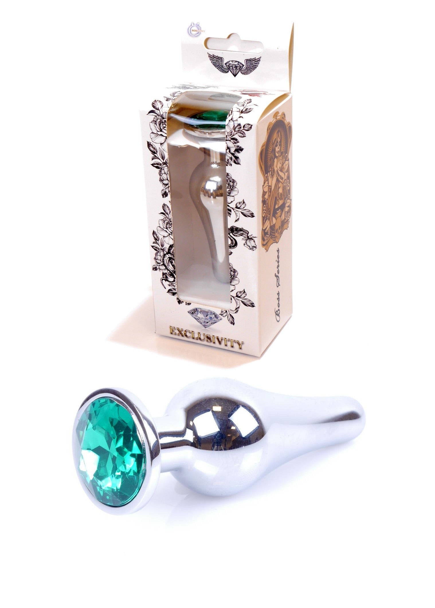 Boysoftoys - 64-00078 - Silver big Butt Plug - anal plug with green st Sexwinkelnederland.nl Boysoftoys - 64-00078 - Silver big Butt Plug - anal plug with green st Sexwinkelnederland.nl