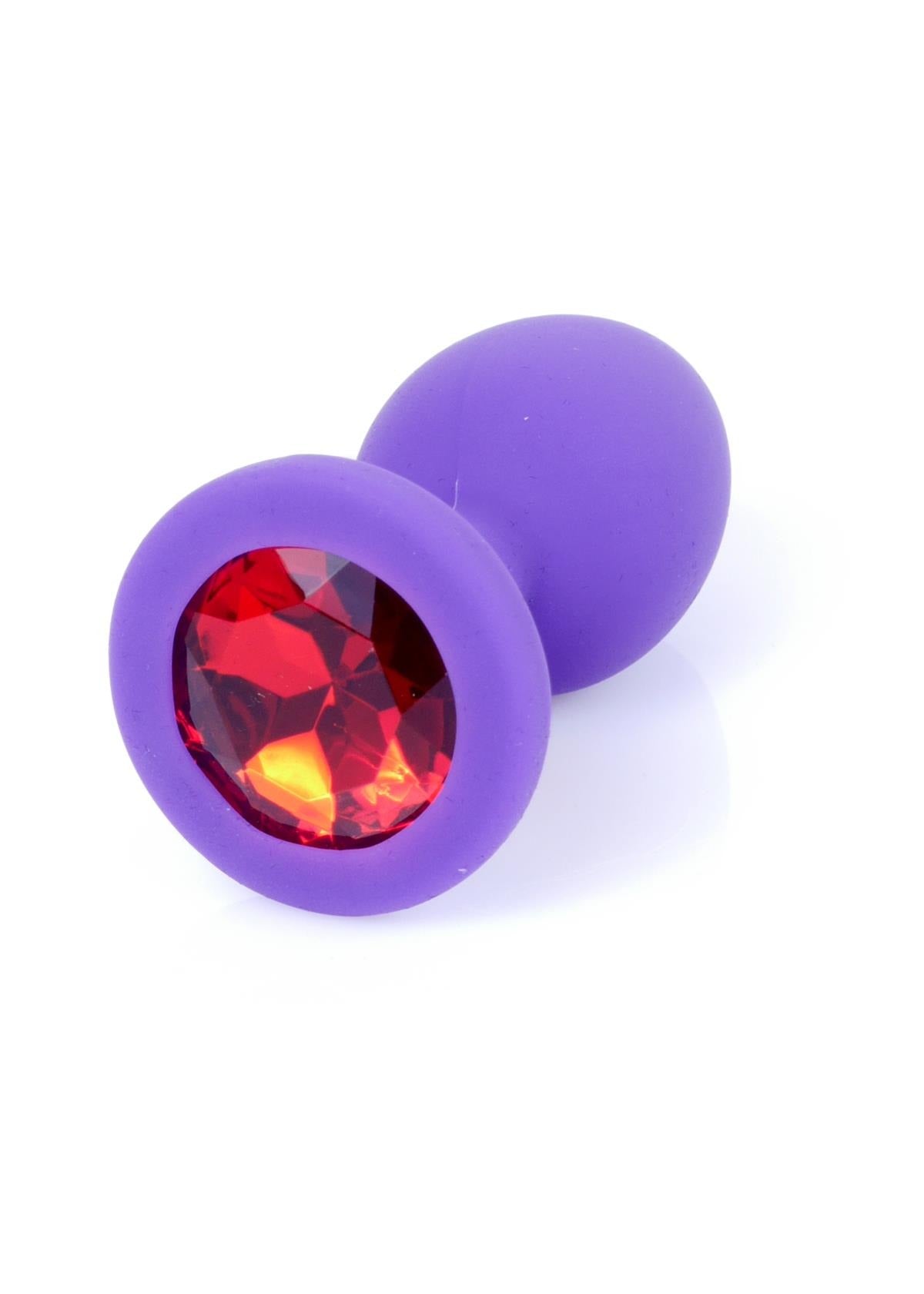 Boysoftoys - 64-00082 - PurpleSilicone Anal Plug - anal plug with red stone - length 7 cm - dia 2,7 cm - colour window box