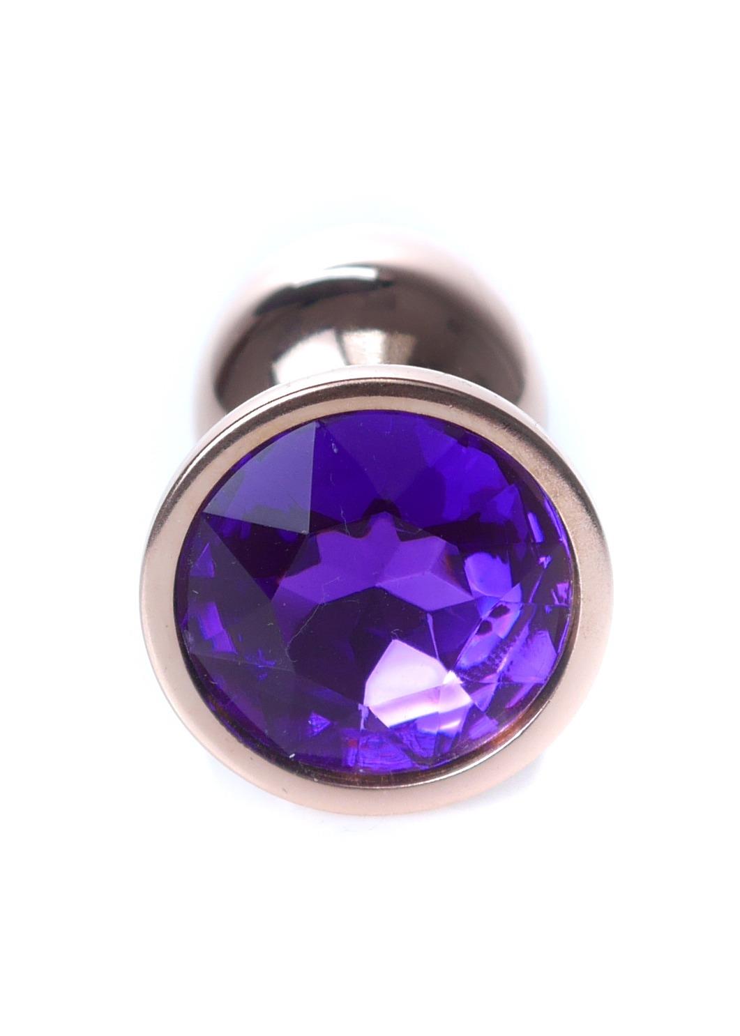 Boysoftoys - 64-00110 - Unique Colour - Rose Gold Anal Plug - Gold Plug with Purple stone - length 7 CM - Dia 2,7 CM - colour window box