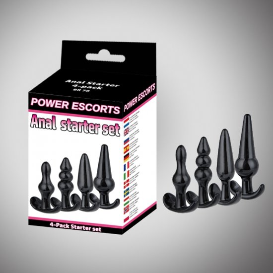 Power Escorts - BR70 - Anal Starter Set - 4-Pack Plugs - Black
