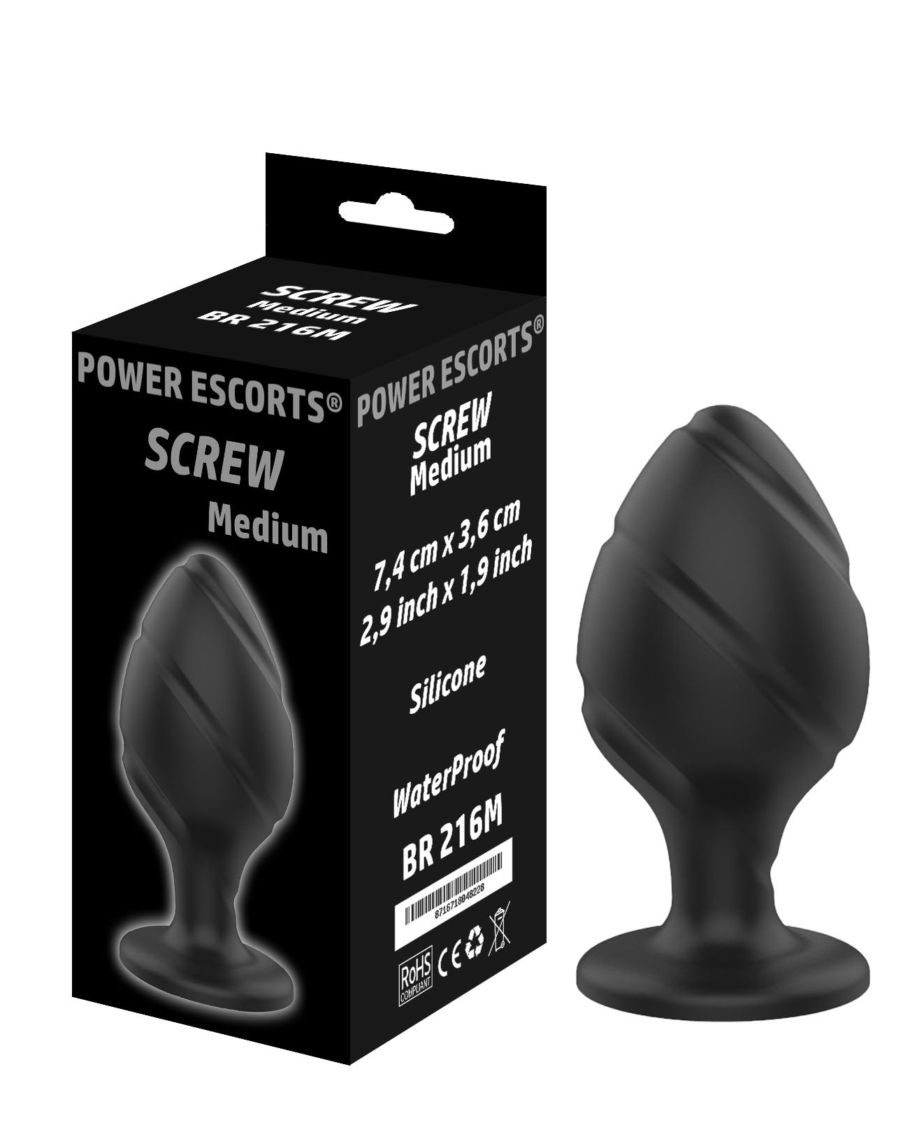 Power Escorts - BR216M - Screw Plug Medium Anal Plug - 7,4 CM x 3,6 CM Sexwinkelnederland.nl Power Escorts - BR216M - Screw Plug Medium Anal Plug - 7,4 CM x 3,6 CM Sexwinkelnederland.nl