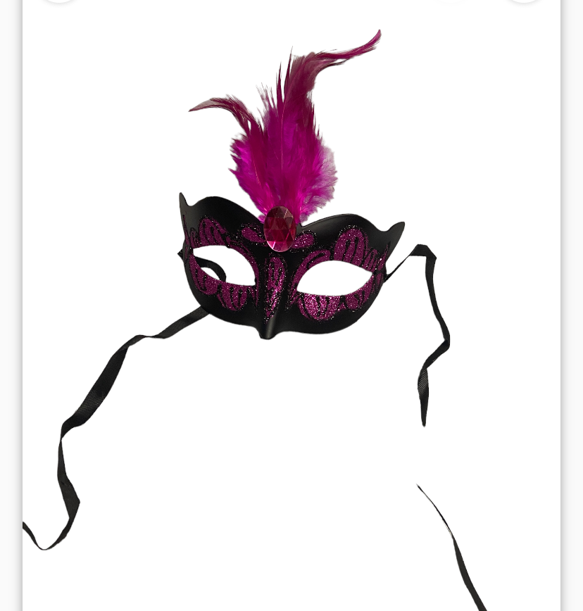 Power Escorts Luxury Venetian Love Mask Purple with Purple Stone and Feather on Top - Adjustable - Kinky Mask - Plastic bag - BR248PU
