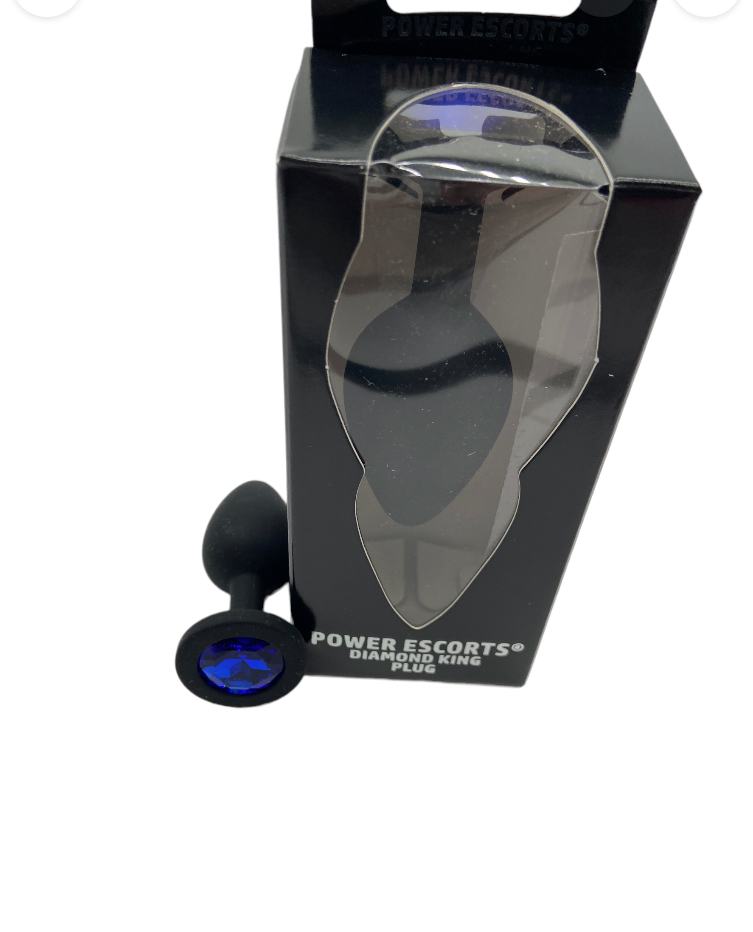 Power Escorts Large Silicone Black Plug Blue Stone - BR135Lblue - Window Box