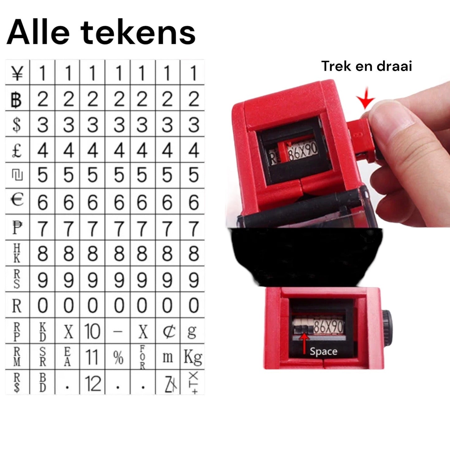 Kinky Pleasure PrijsTang MX-5500 Rood - Complete Set 5500 Stickers en 2 rollen inkt.