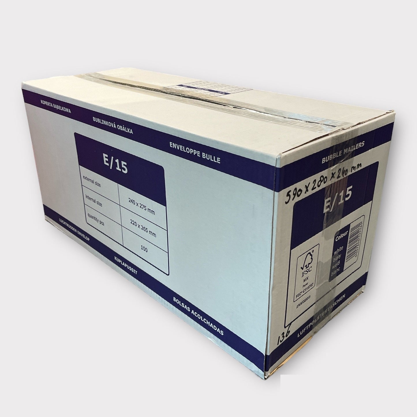 E15 Luchtkussen Envelop 220x160mm 100 Stuks