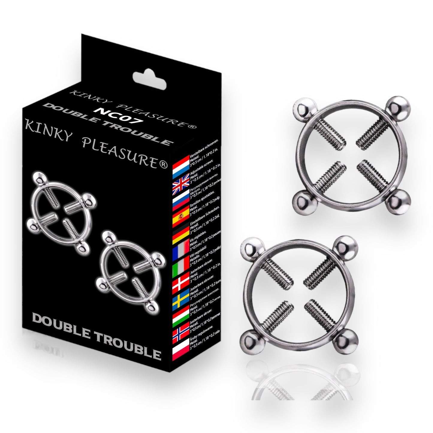 Double Trouble - Kinky Clamps - Zware Versie - Nipple Clamps - Stijlvolle Kleurdoos