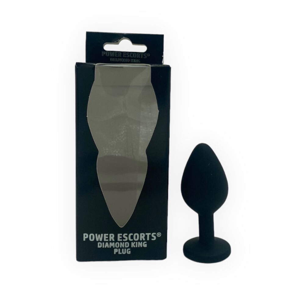 Power Escorts Medium Silicone Black Plug Purple Stone - BR135Mpurple - Window Box