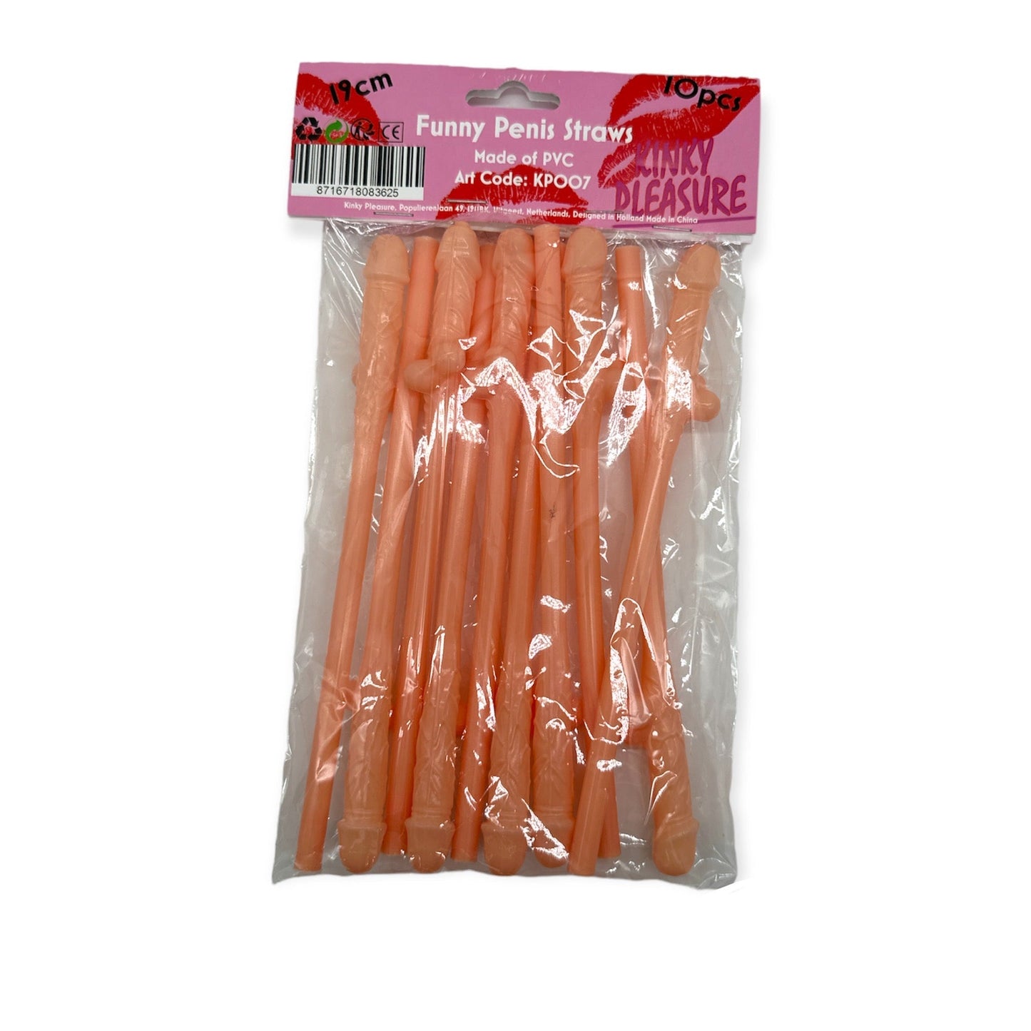 Plezierige Piemel Rietjes - Set van 10 Stuks in Beige - Kinky Pleasure