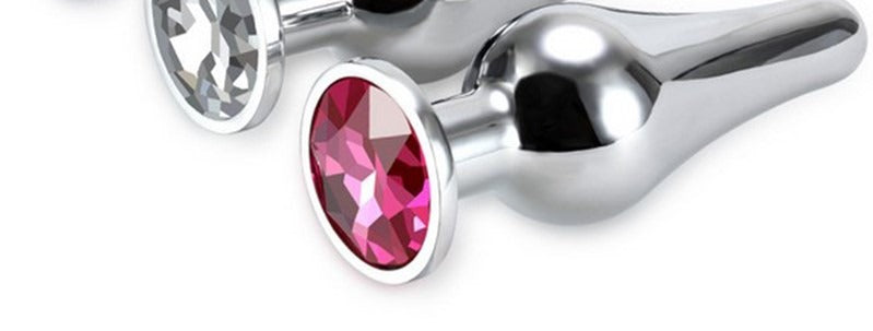 Bossoftoys Silver Plug Roze steen - lengte 7 cm dia 2,7 cm - 26-00090 - kleurdoos