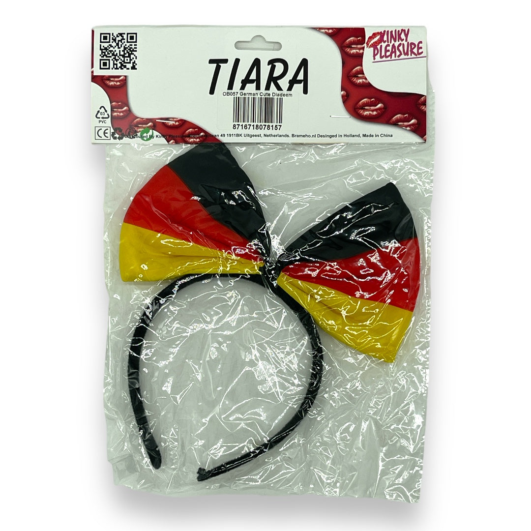 Pluche Hoofdband met Vlinderdas in Duitse Vlag Ontwerp