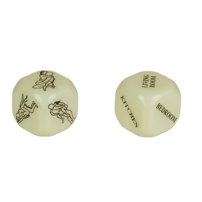 Breng wat spanning in je slaapkamer met deze Glow-in-the-Dark Sex Dobbelstenen Set