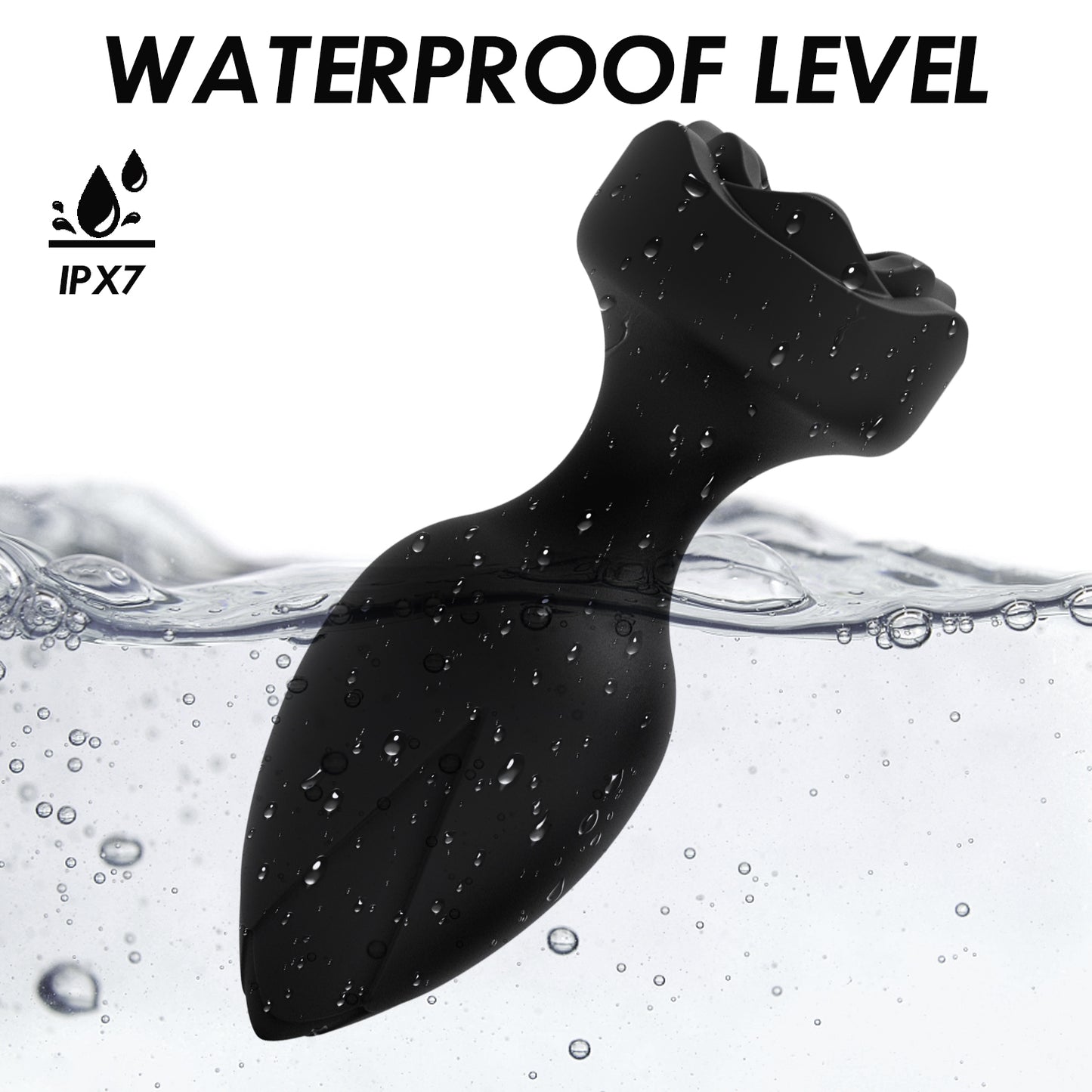 Power Escorts - BR313 - Princess Black Plug -  Remote Rose Design Plug - USB Rechargeable - 10 Functions