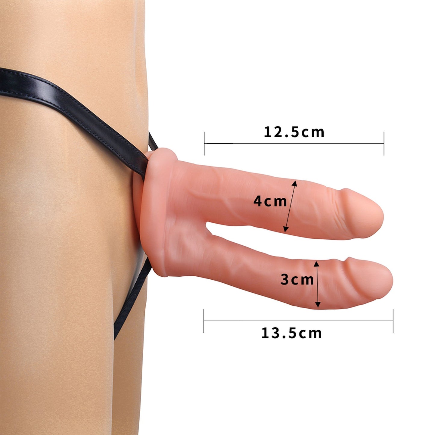 Hollow Strap-On Dubbele Dildo 6 Inch – 18 cm Verstelbare Unisex Harness, Waterproof Productbeschrijving