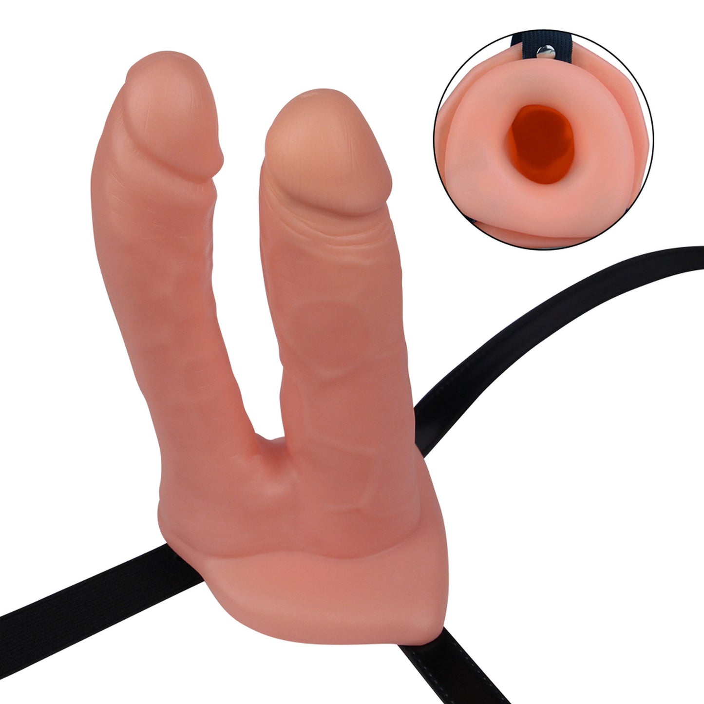 Hollow Strap-On Dubbele Dildo 6 Inch – 18 cm Verstelbare Unisex Harness, Waterproof Productbeschrijving