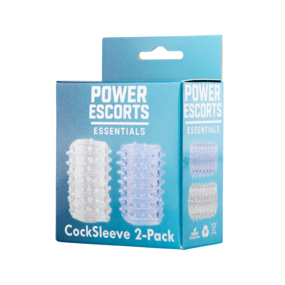 Power Escorts BR338 Penis Sleeve 2 Pack – Blauwe Transparante Penishoezen – Verdikking en Extra Stimulatie