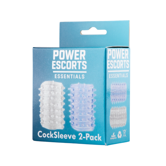 Power Escorts BR338 Penis Sleeve 2 Pack – Blauwe Transparante Penishoezen – Verdikking en Extra Stimulatie