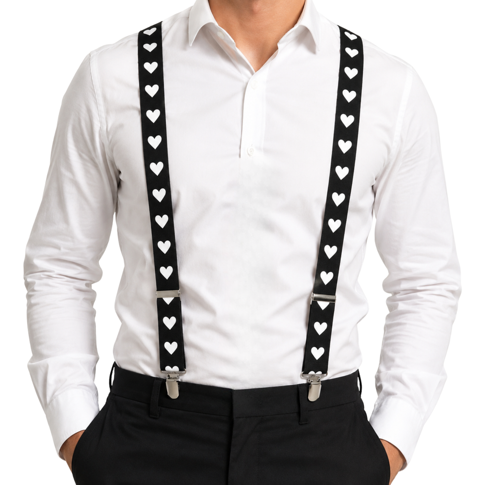 Bretels Suspender Hearts – Zwart & Rood