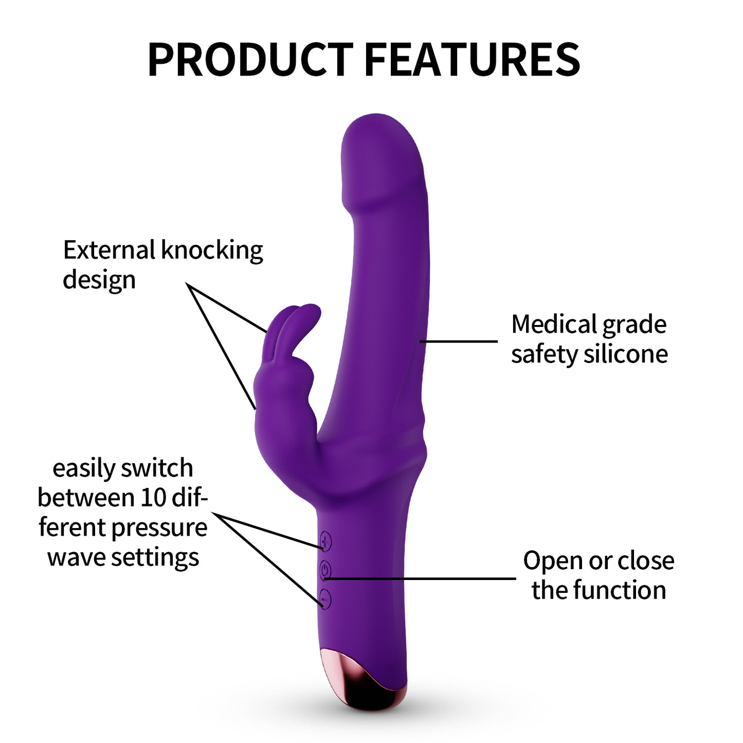 Power Escorts Czar Zwarte G Spot & Clit Vibrator - Silicone - 10 Speed