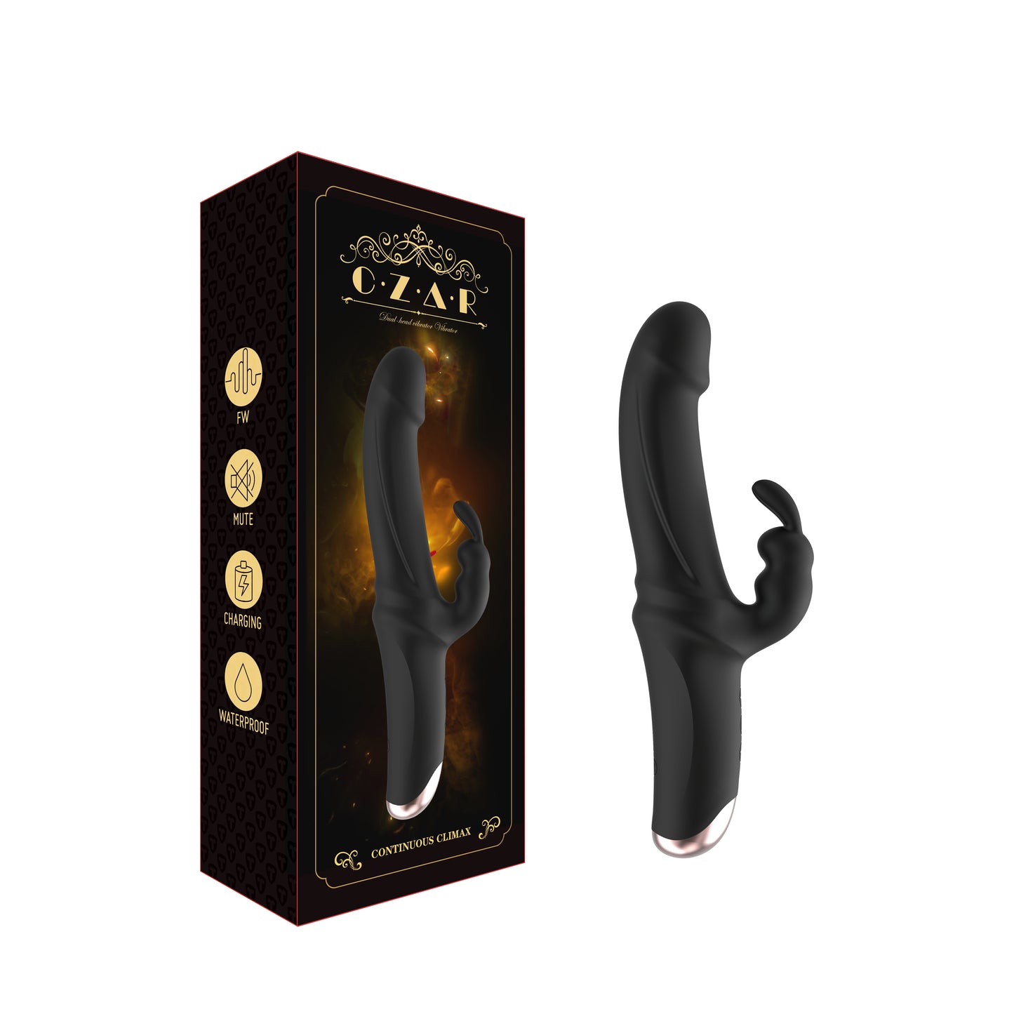 Power Escorts Czar Zwarte G Spot & Clit Vibrator - Silicone - 10 Speed