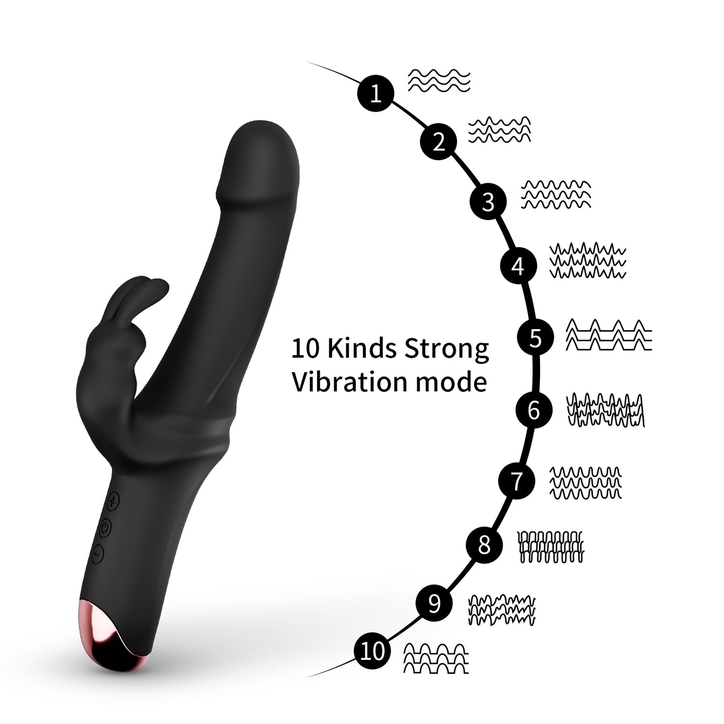 Power Escorts Czar Zwarte G Spot & Clit Vibrator - Silicone - 10 Speed