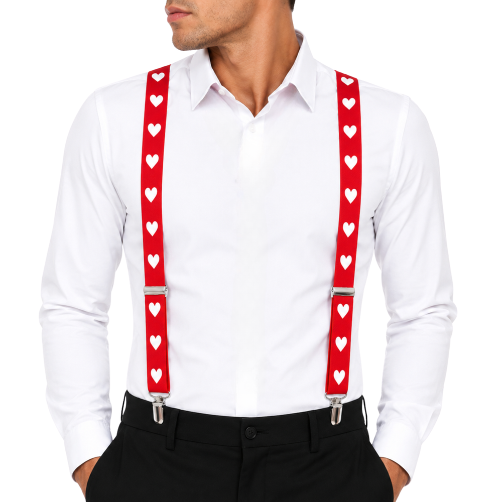 Bretels Suspender Hearts – Zwart & Rood