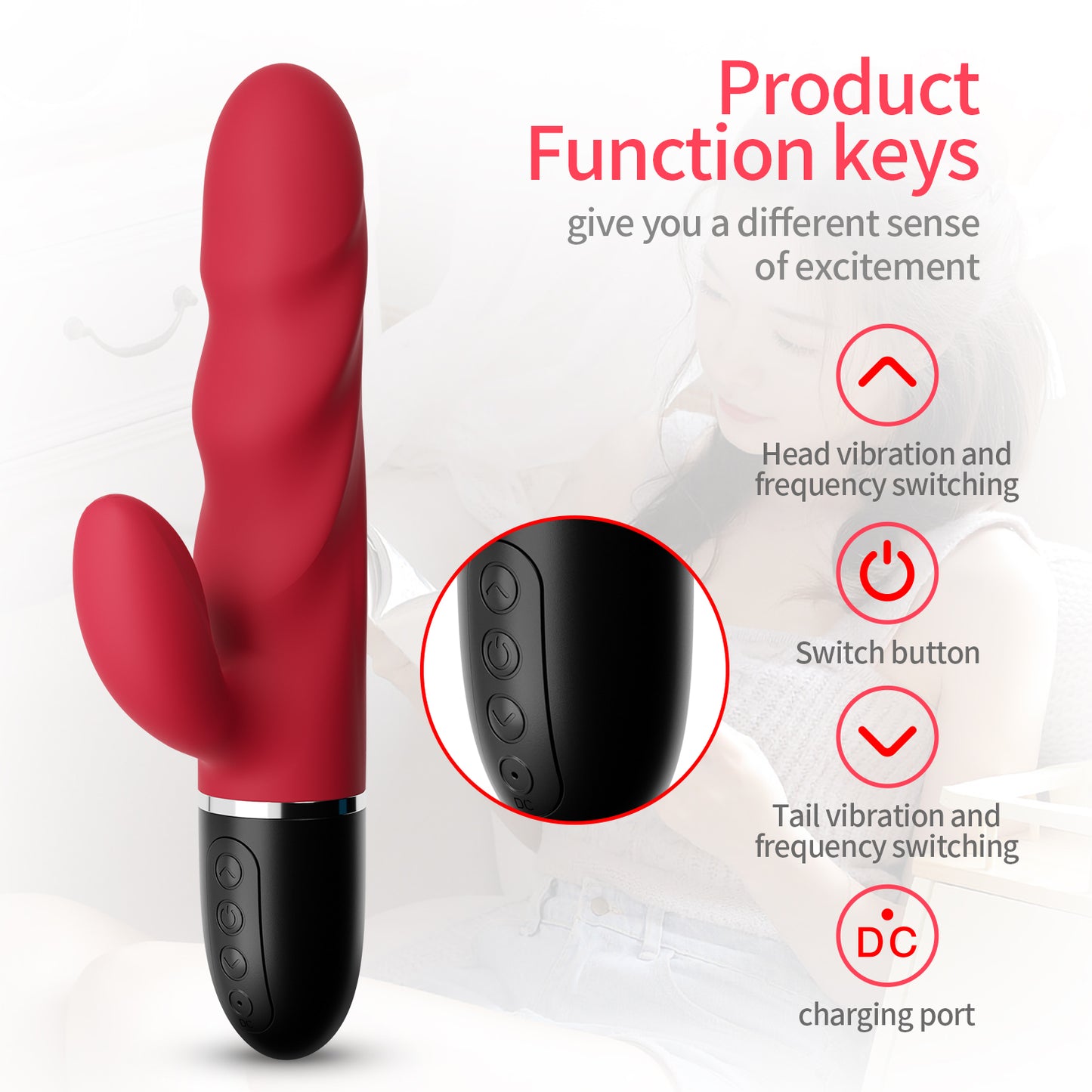 Power Escorts - BR310 - Medici Zwarte G Spot & Clit Stimulator - Silicone - 10 Speed