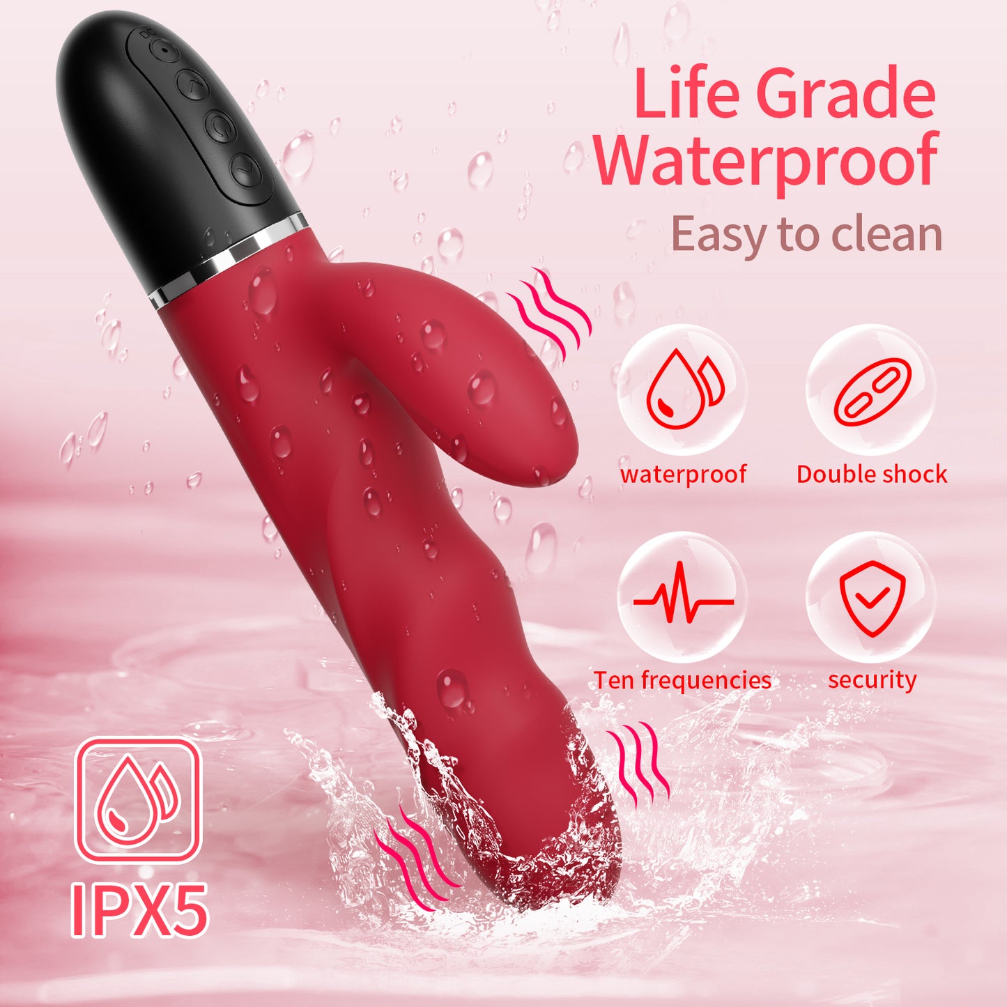 Power Escorts - BR310 - Medici Zwarte G Spot & Clit Stimulator - Silicone - 10 Speed