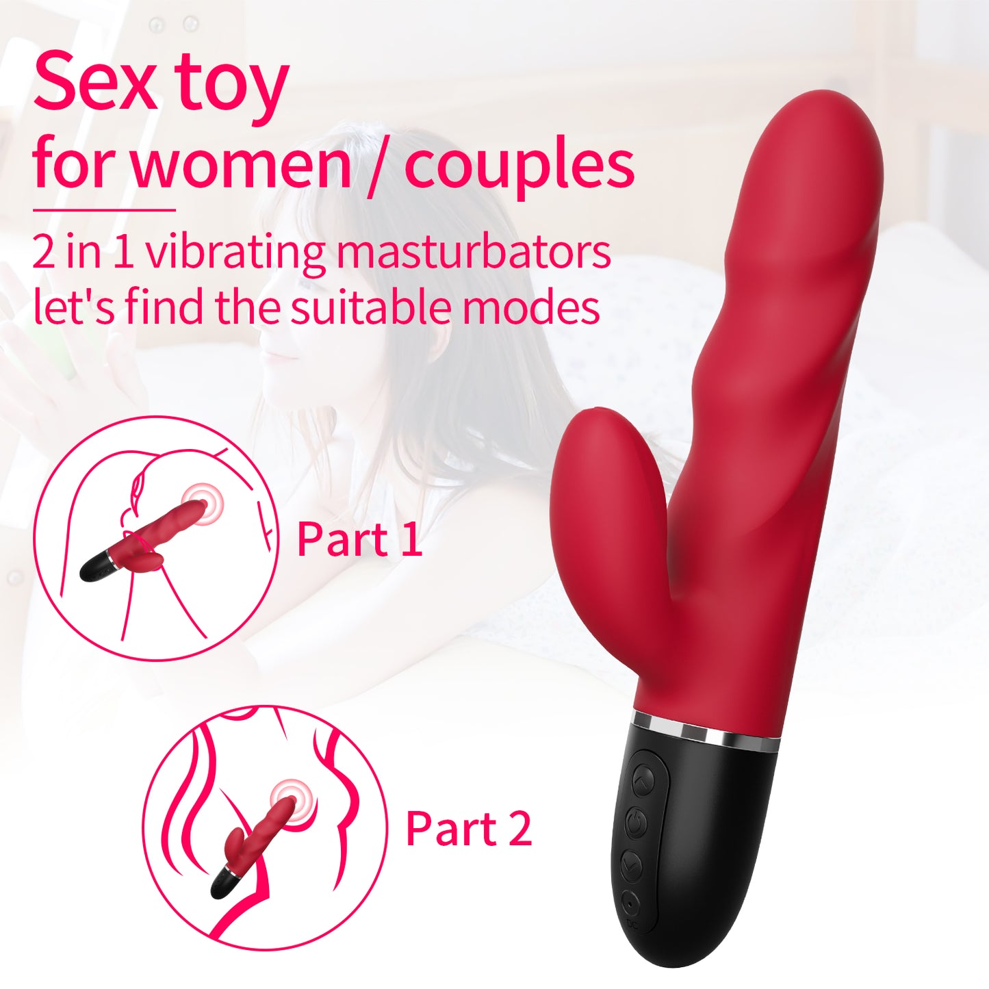 Power Escorts - BR310 - Medici Zwarte G Spot & Clit Stimulator - Silicone - 10 Speed