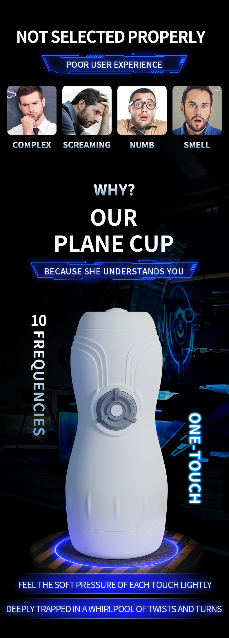 Power Escorts - BR311 - Carl - Groot Formaat Witte Masturbator - 10 Function + Sound Function