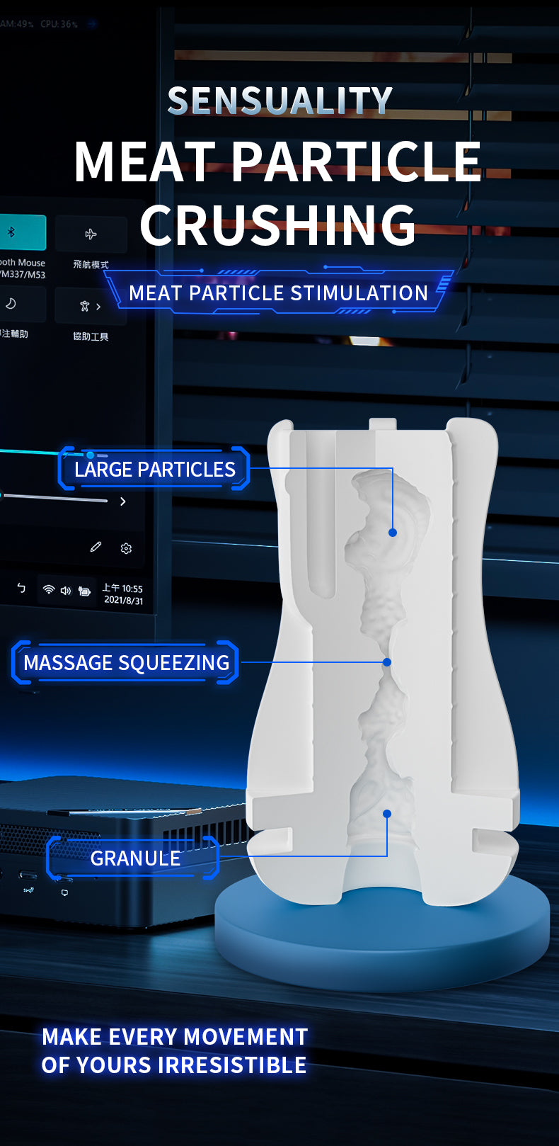 Power Escorts - BR311 - Carl - Groot Formaat Witte Masturbator - 10 Function + Sound Function