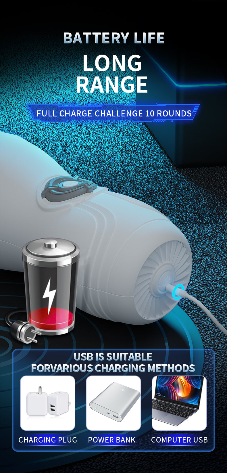 Power Escorts - BR311 - Carl - Groot Formaat Witte Masturbator - 10 Function + Sound Function