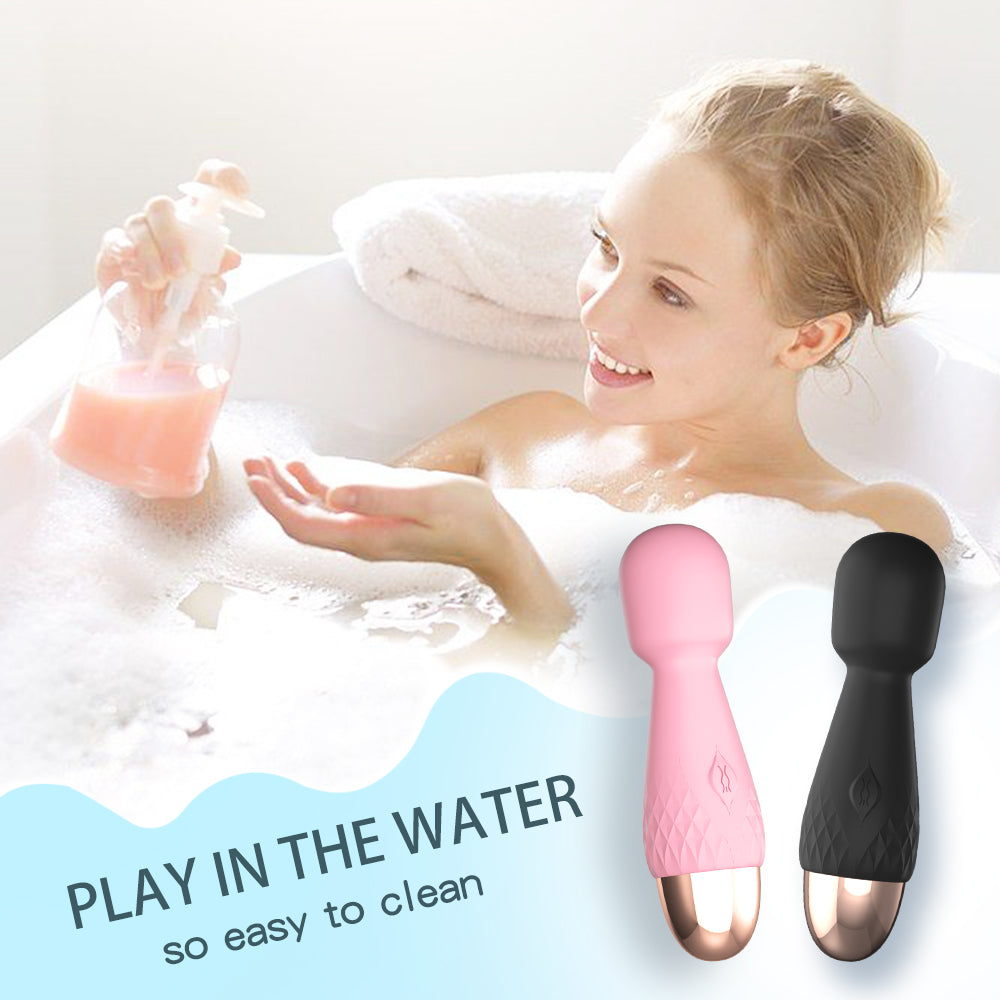 Power Escorts - BR315 - Mini Wand Massager De Luxe Black - 11,6 Cm / 4.5 Inch Silicone